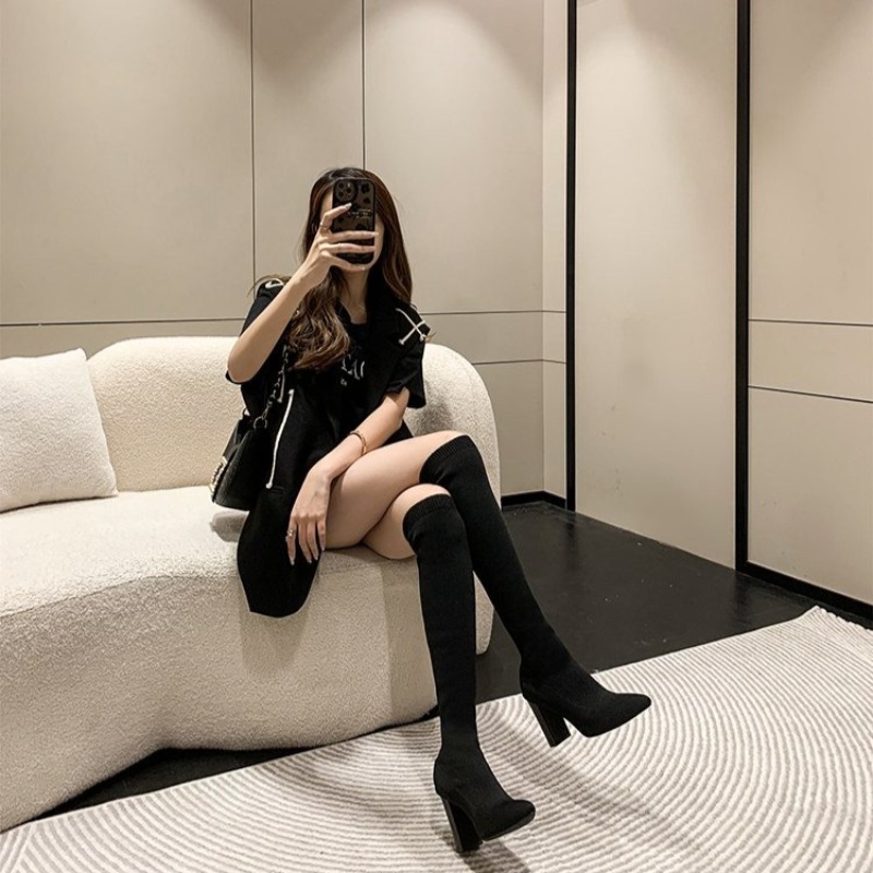 Dames Overknee Laarzen Spitse  - Knee High Sock Women recensie en prijs